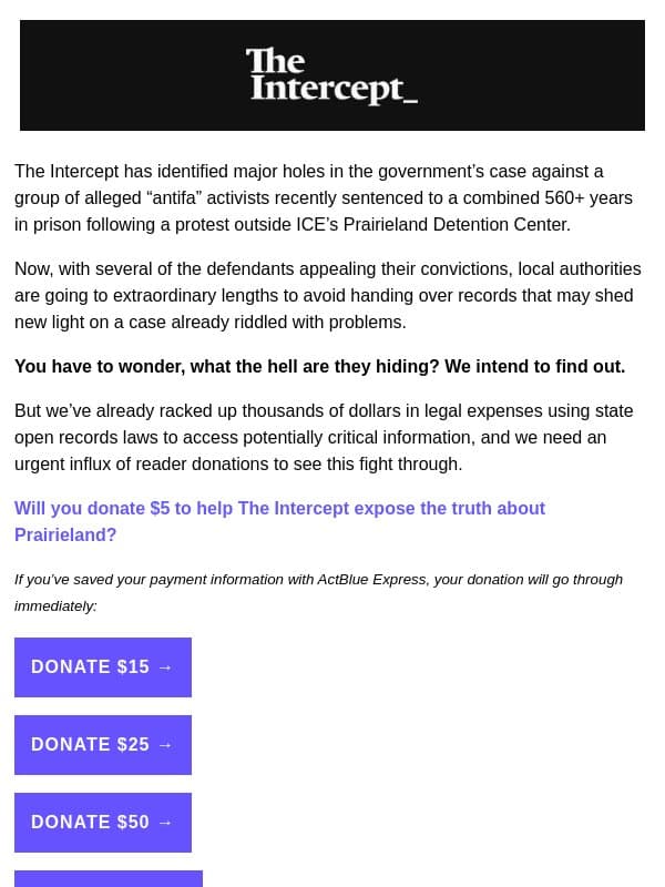 Prairieland local authorities are refusing to release records email from The Intercept
