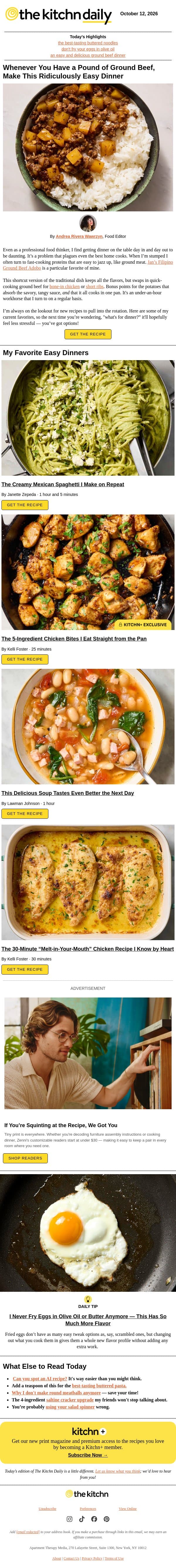 Whenever You Have a Pound of Ground Beef, Make This Ridiculously Easy Dinner email from The Kitchn screenshot