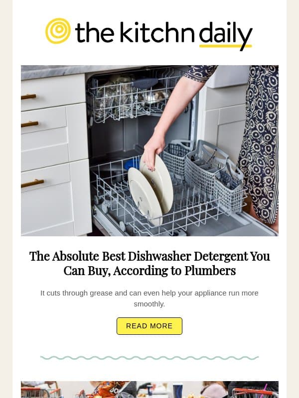 The Absolute Best Dishwasher Detergent You Can Buy, According to Plumbers email from The Kitchn
