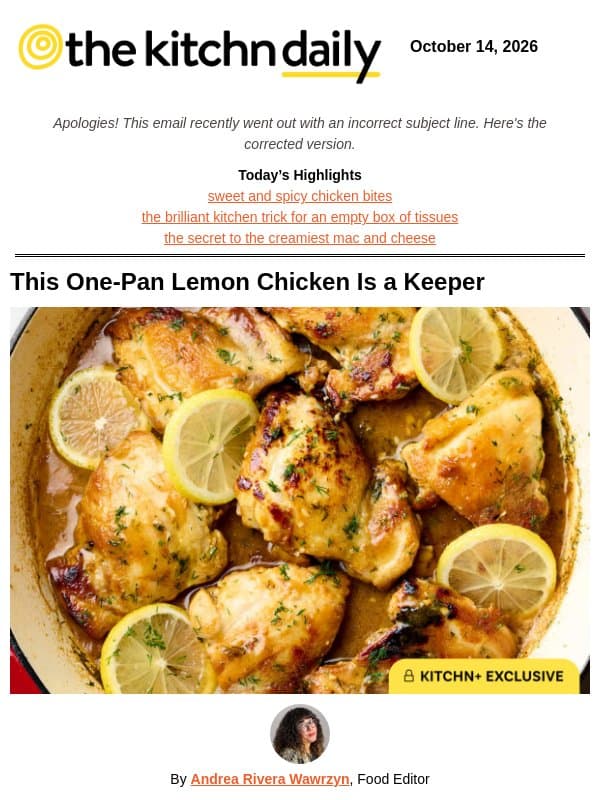 This One-Pan Lemon Chicken Is a Weeknight Dinner Winner email from The Kitchn