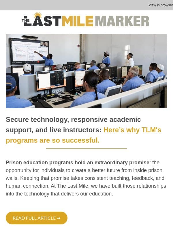 Why Prison Programs Need Real-Time Human Feedback email from The Last Mile