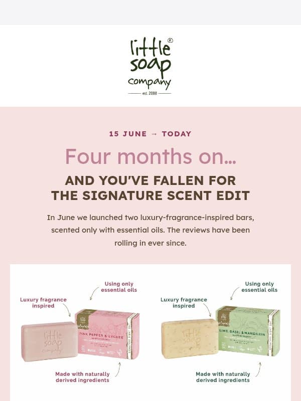Four months on 🤯 email from The Little Soap Company