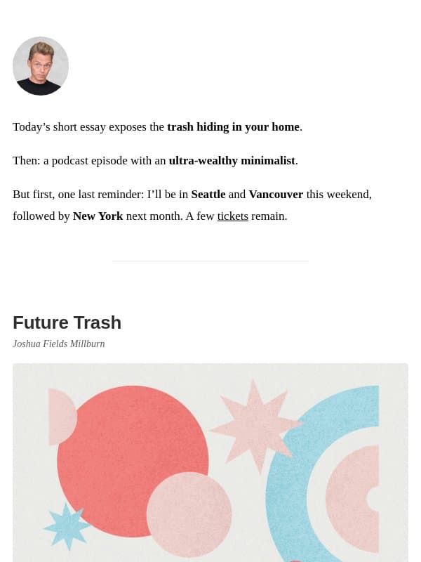 Future Trash email from The Minimalists