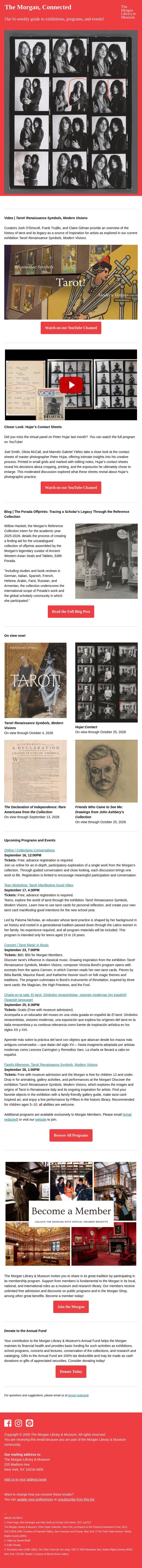The Morgan, Connected | August 19, 2026 email from The Morgan Library & Museum screenshot