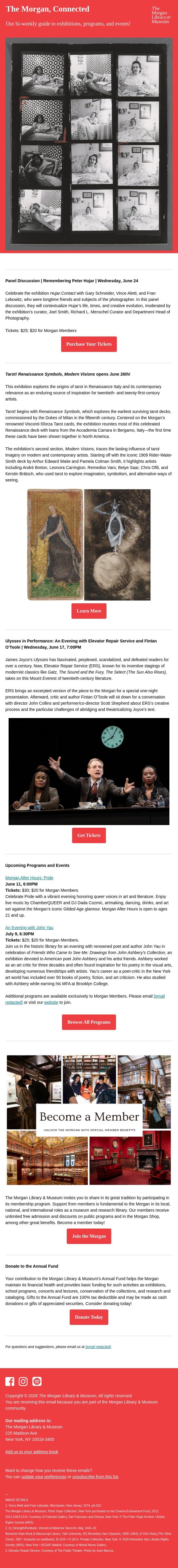 The Morgan, Connected | June 10, 2026 email from The Morgan Library & Museum screenshot