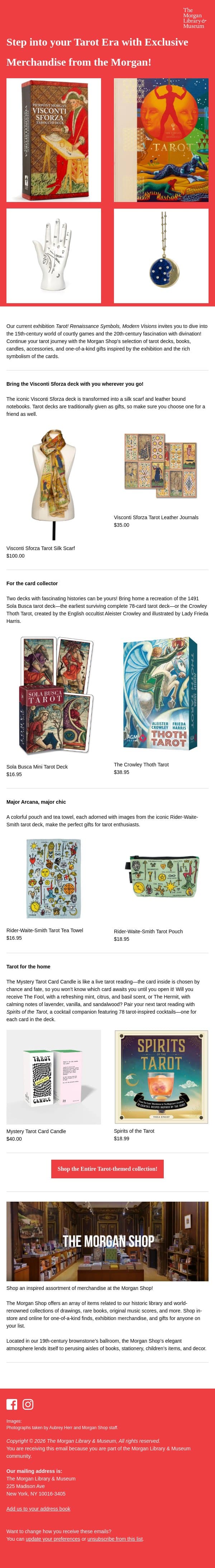 Continue Your Tarot Journey with Morgan Shop Finds email from The Morgan Library & Museum screenshot