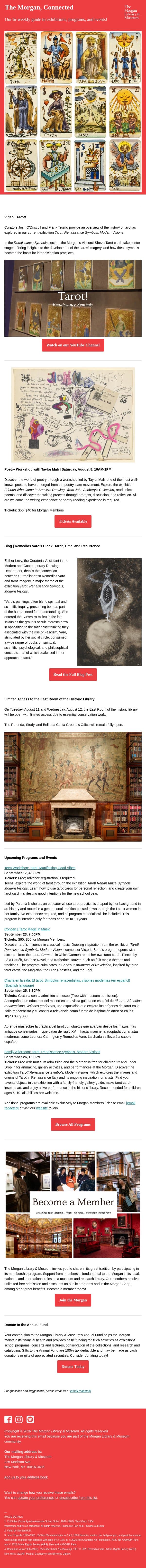 Correction: The Morgan, Connected | August 5, 2026 email from The Morgan Library & Museum screenshot