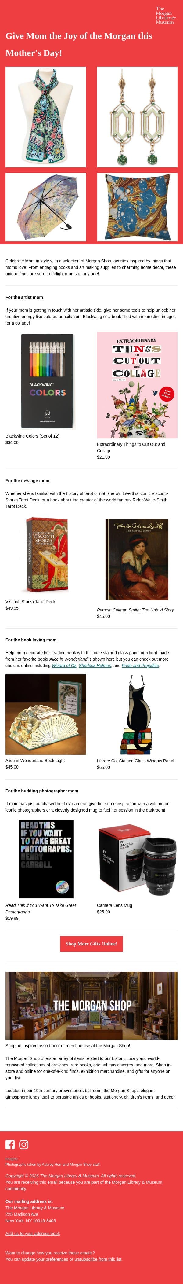 Give Mom the Morgan! email from The Morgan Library & Museum screenshot