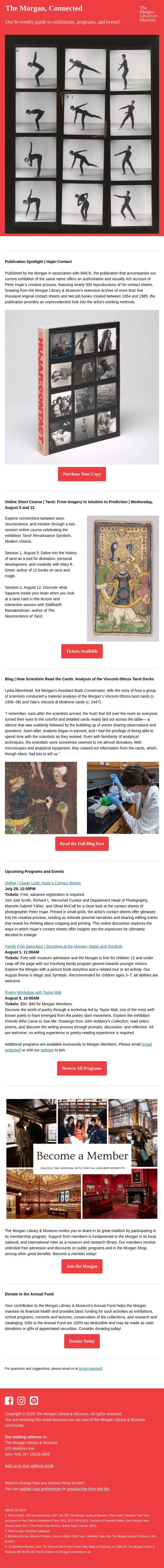 The Morgan, Connected | July 22, 2026 email from The Morgan Library & Museum screenshot