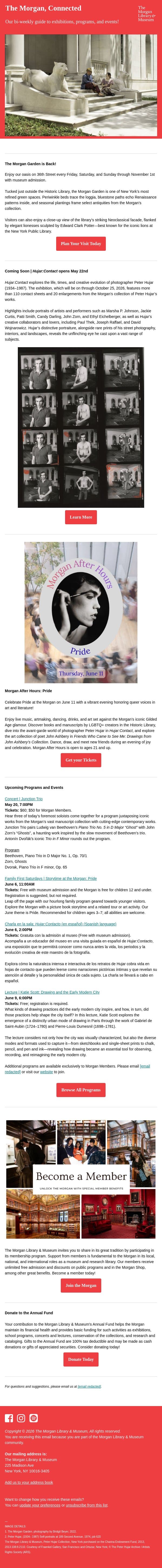 The Morgan, Connected | May 13, 2026 email from The Morgan Library & Museum screenshot