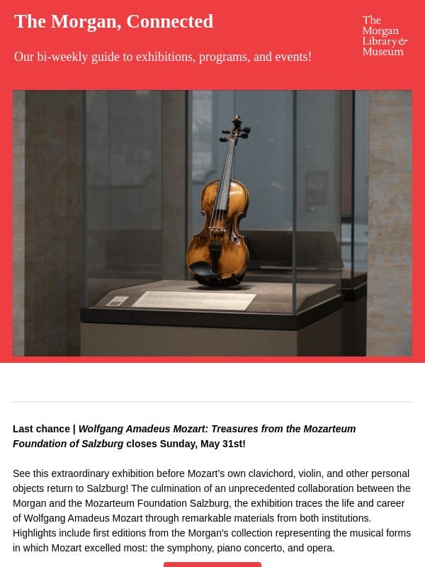 The Morgan, Connected | May 27, 2026 email from The Morgan Library & Museum