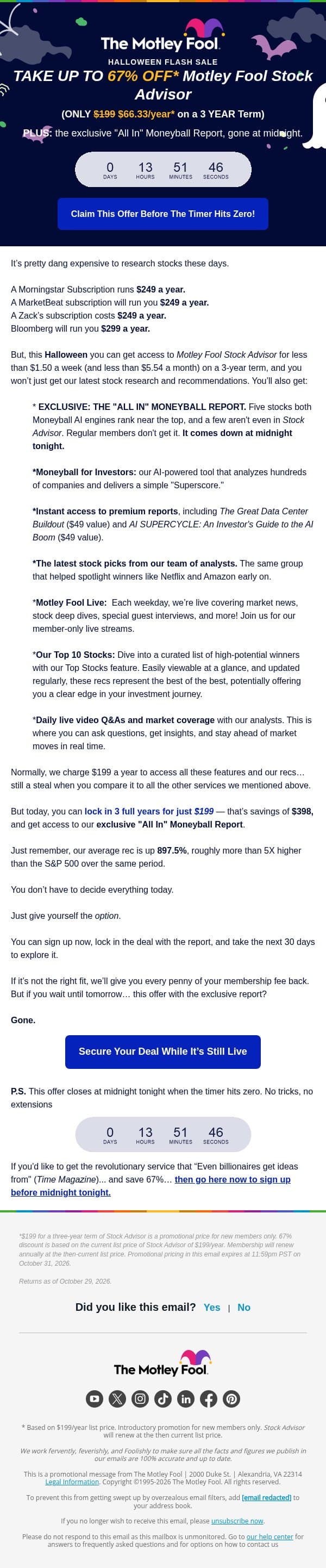 Click If You Want A Treat email from The Motley Fool screenshot