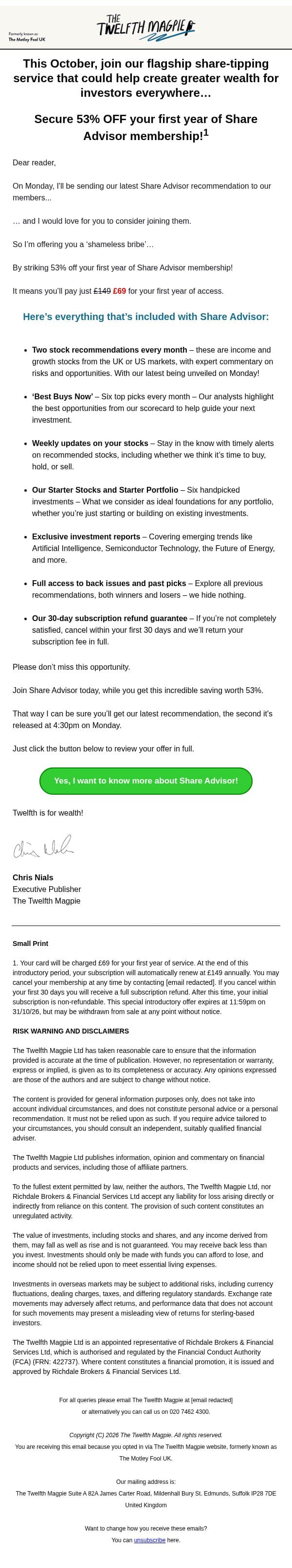 Deadline 4.30pm Monday. Can I send you this? email from The Motley Fool screenshot