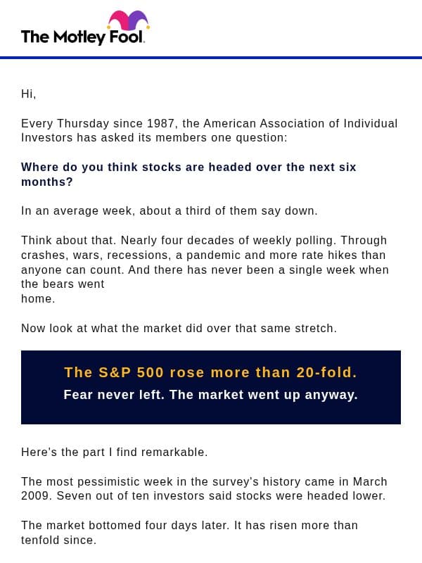 Fear is a lousy portfolio manager email from The Motley Fool