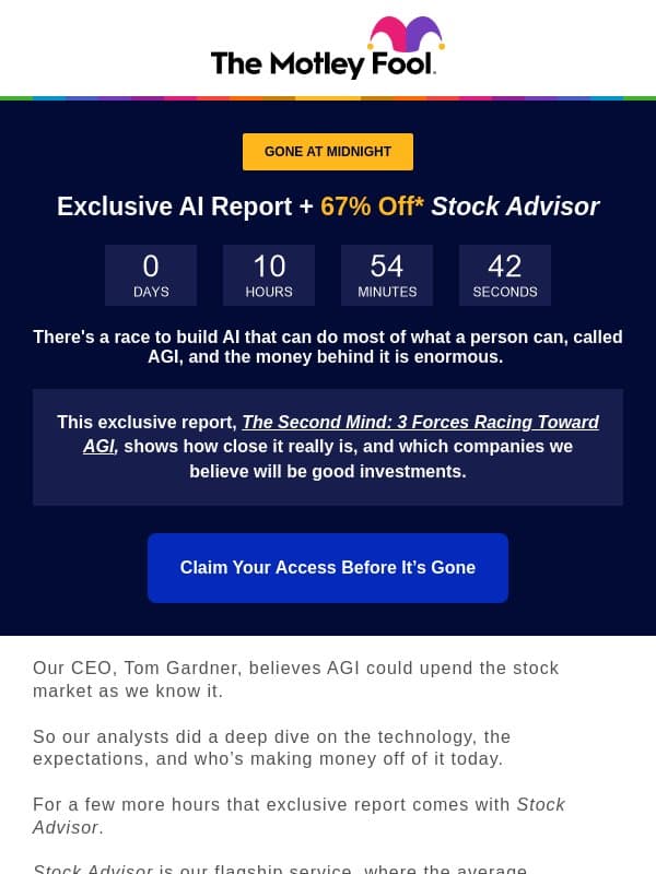 Ending in 8 Hours email from The Motley Fool