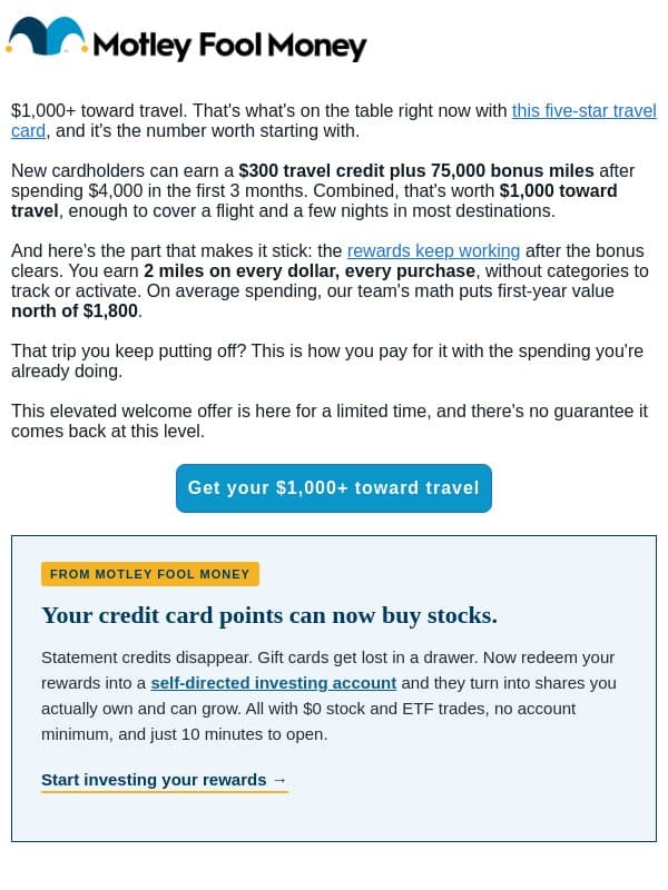 A five-star travel card just raised its own bar email from The Motley Fool