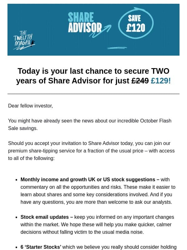 Last Chance! Summer Flash Sale email from The Motley Fool