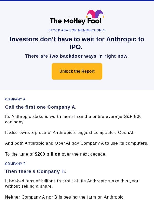 Thinking about Anthropic’s IPO? email from The Motley Fool