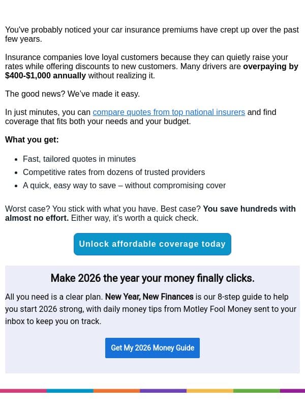 Your loyalty is costing you money email from The Motley Fool