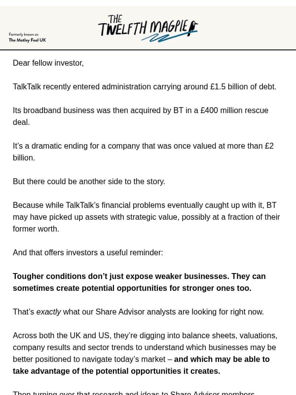 One Company’s Crisis. Another’s Potential Opportunity. email from The Motley Fool