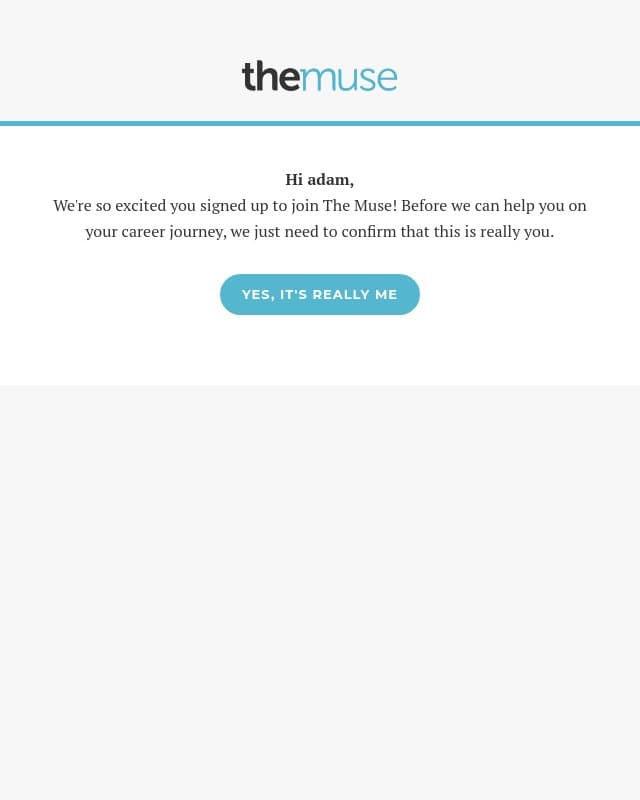 Verify Your Muse Account email from The Muse screenshot