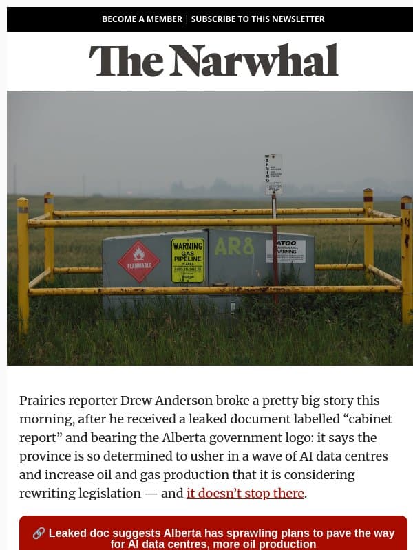 Breaking: Alberta’s alleged roadmap to more AI and more oil, uncovered email from The Narwhal