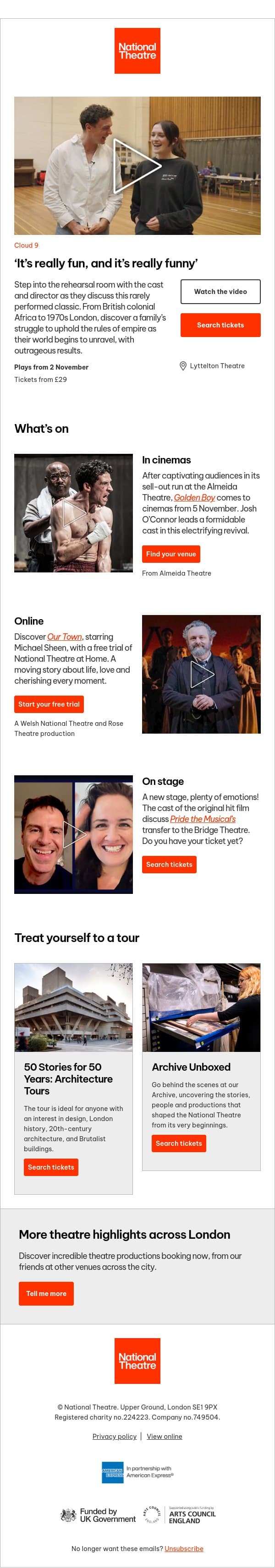 From Josh O’Connor to Michael Sheen: discover what’s on email from The National Theatre screenshot