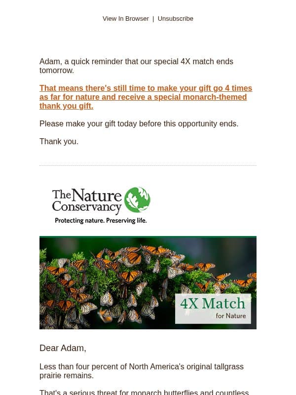 One gift. Bigger impact. Cool socks. email from The Nature Conservancy
