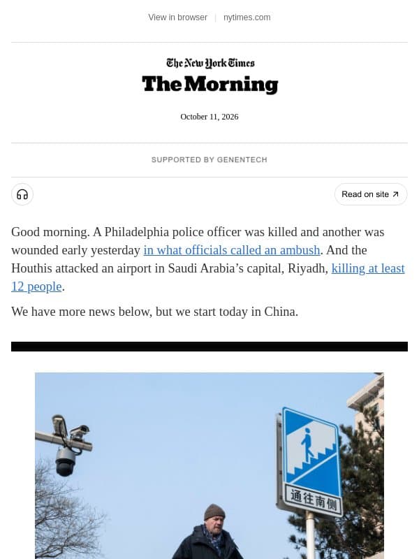 The Morning: Chinese surveillance email from The New York Times