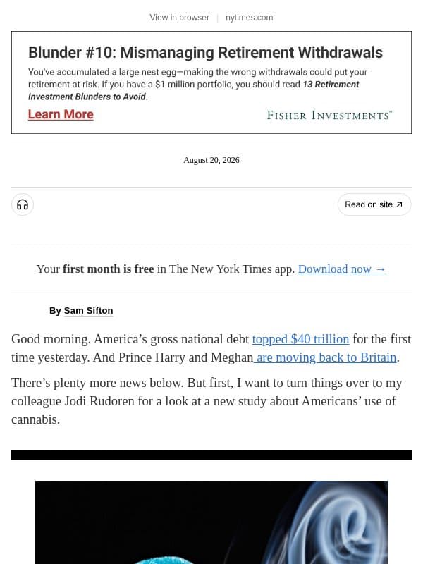 The Morning: We’re doing drugs email from The New York Times