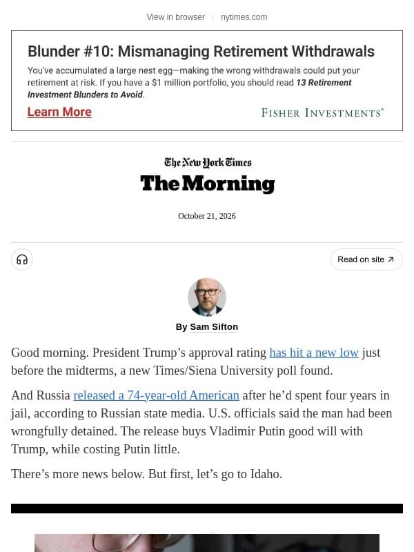 The Morning: Idaho falls email from The New York Times