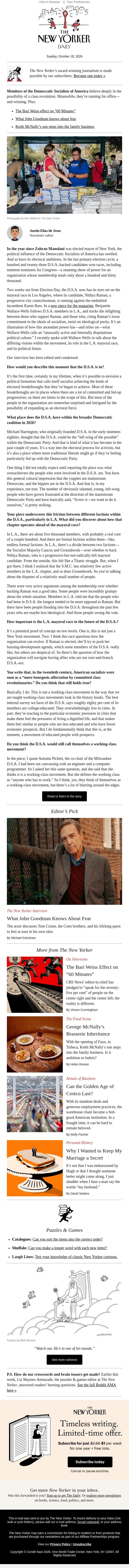 How the D.S.A. Learned to Love Elections email from The New Yorker screenshot