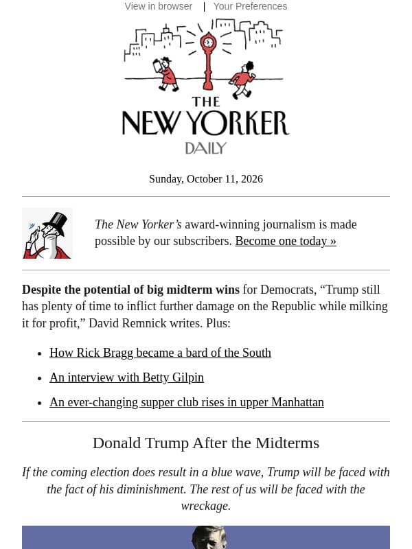 Will a Blue Wave Crash on Trump? email from The New Yorker