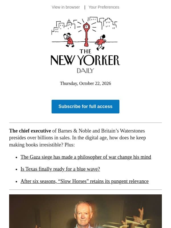 Books Aren’t Going Anywhere email from The New Yorker