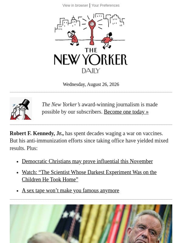 R.F.K., Jr., Might Be Losing on Vaccines email from The New Yorker