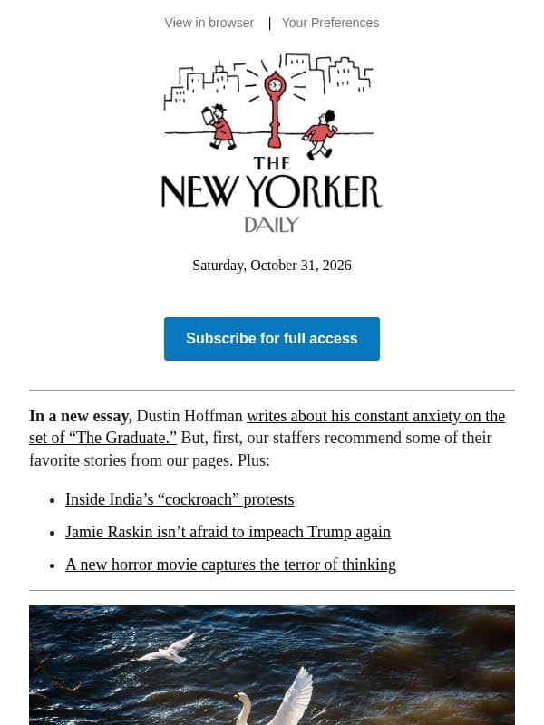 Dustin Hoffman on Surviving “The Graduate” email from The New Yorker