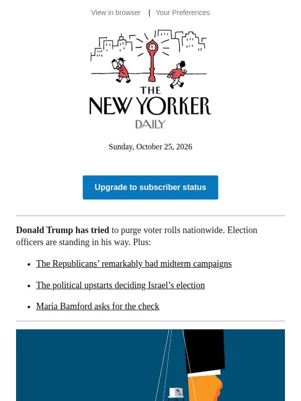 Defending the Midterms from Trump email from The New Yorker