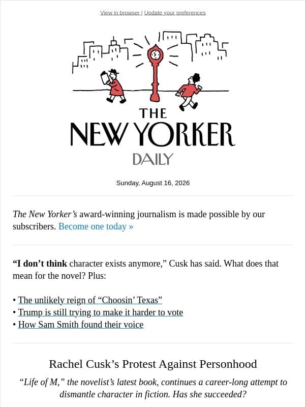 Rachel Cusk’s Protest Against Personhood email from The New Yorker