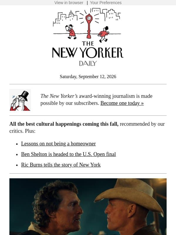 Our Fall Culture Preview email from The New Yorker