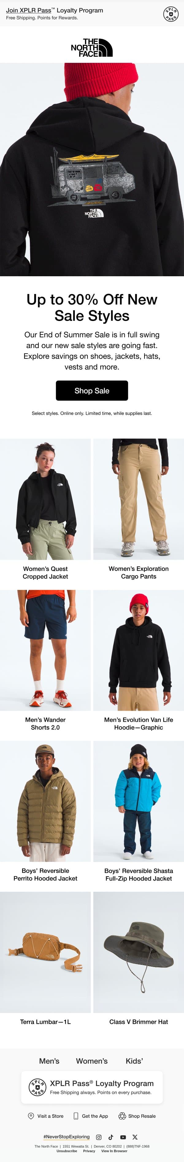 New styles added—save up to 30% email from The North Face screenshot