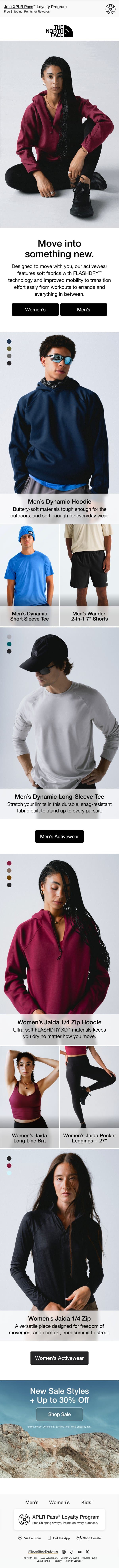 The activewear your wardrobe has been waiting for. email from The North Face screenshot