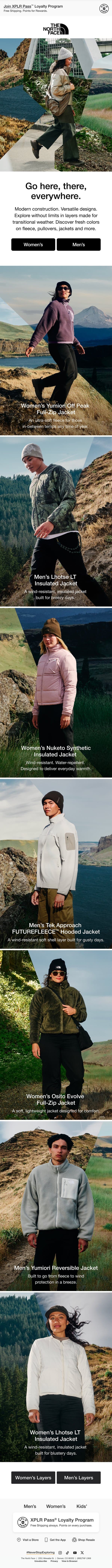 Step into fall with fresh colors email from The North Face screenshot
