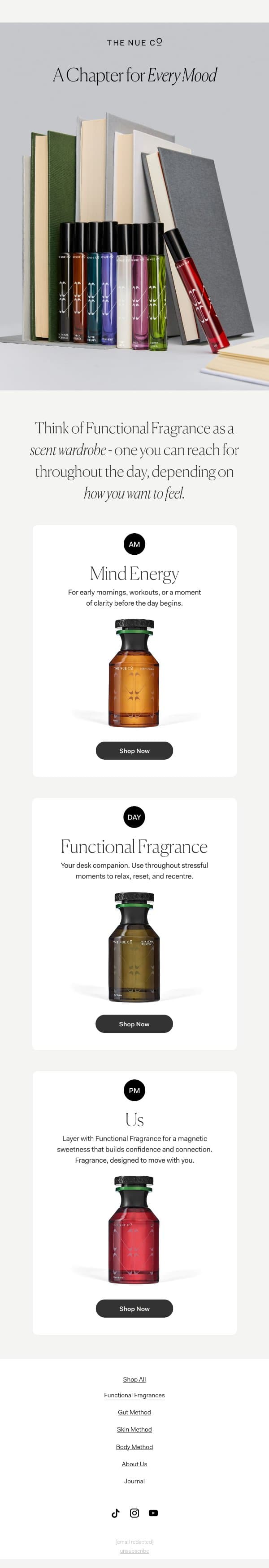 Scent for Every Chapter email from The Nue Co. screenshot