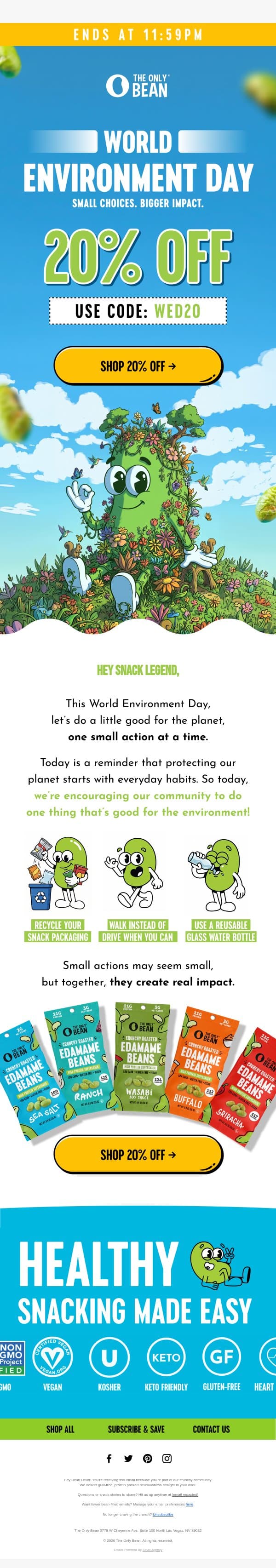 World Environment Day 20% OFF Ends at 11:59pm⏰ email from The Only Bean screenshot