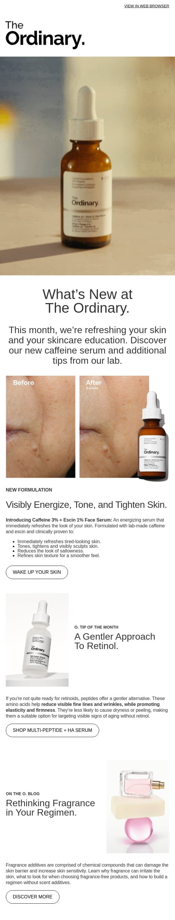 Wake up to your new serum. email from The Ordinary screenshot