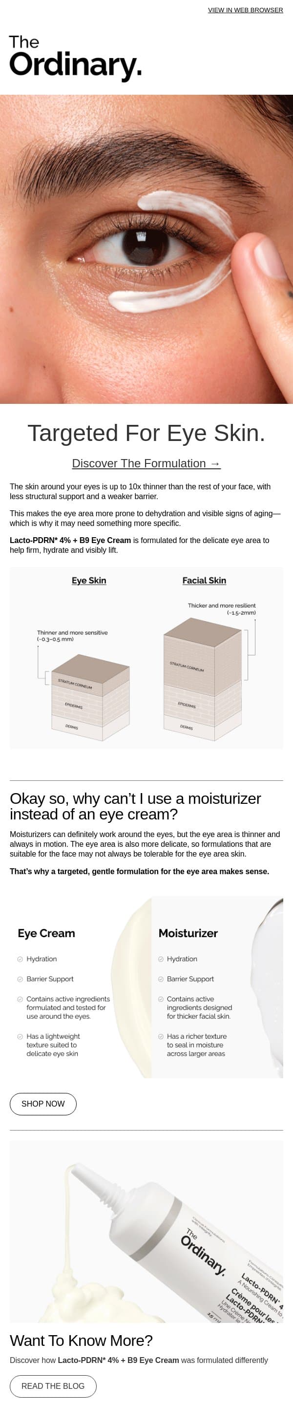 Do you really need eye cream? email from The Ordinary screenshot