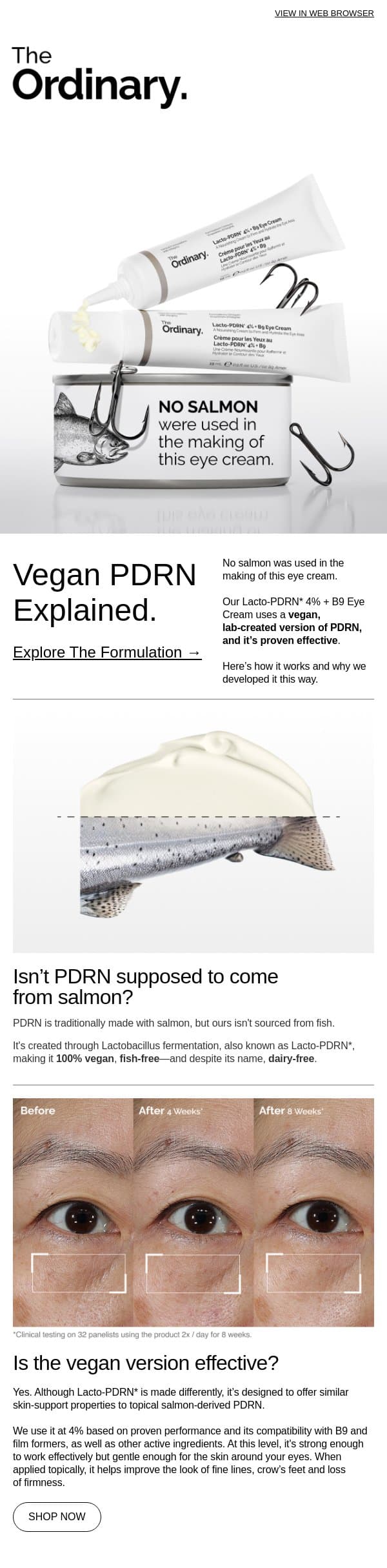 Vegan PDRN, explained. email from The Ordinary screenshot
