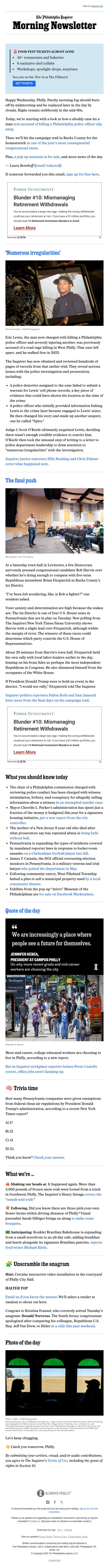 A mishandled murder case email from The Philadelphia Inquirer screenshot