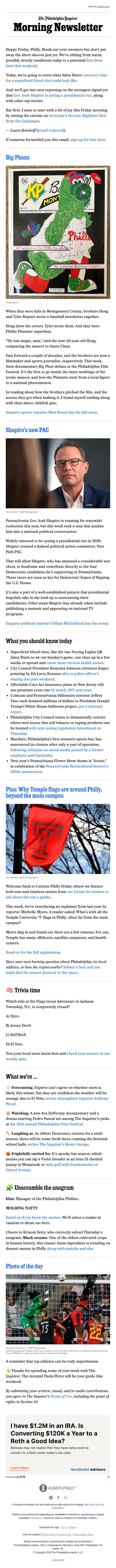 🎥 The inside story of the Phillie Phanatic email from The Philadelphia Inquirer screenshot