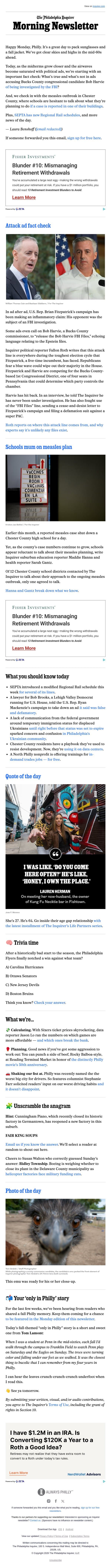 In Bucks race, ‘FBI files’ claim draws scrutiny email from The Philadelphia Inquirer screenshot